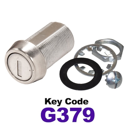 Global RV SS Compartment Lock, Cam/Blade Style, 1-1/8in Threaded Barrel, Blades not Included, Keyed to G379 CLB-379-118-SS